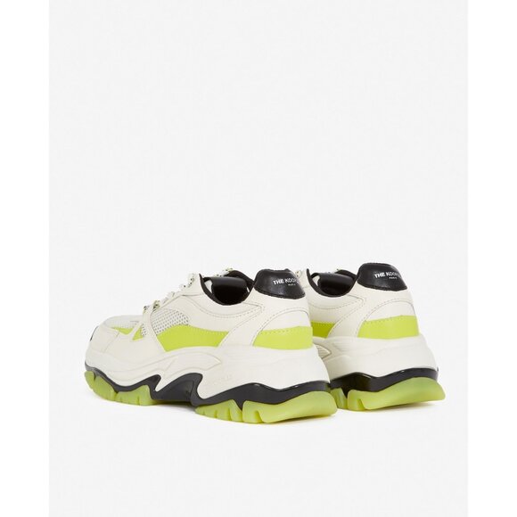 White Sneakers With Platform Sole & Fluorescent Yellow Inserts By The Kooples - Picture 4 of 6